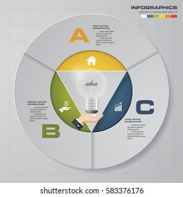 3 steps process. Simple&Editable abstract design element. Vector.