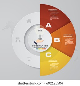 3 steps process. Simple&Editable abstract design element. Vector.