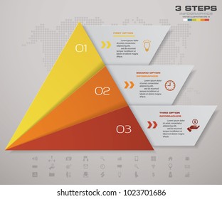 3 Steps Pyramid With Free Space For Text On Each Level. Infographics, Presentations Or Advertising. EPS10.