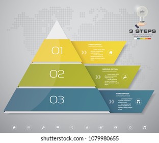 3 Steps Pyramid With Free Space For Text On Each Level. Infographics, Presentations Or Advertising. EPS10.