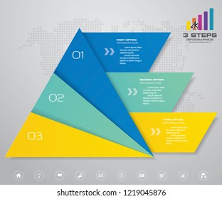 3 steps pyramid with free space for text on each level. infographics, presentations or advertising. EPS10.