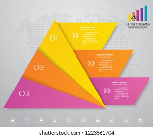 3 Steps Pyramid With Free Space For Text On Each Level. Infographics, Presentations Or Advertising. EPS10.