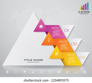3 steps pyramid with free space for text on each level. infographics, presentations or advertising. EPS10.	