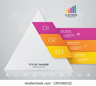 3 steps pyramid with free space for text on each level. infographics, presentations or advertising. EPS 10.	