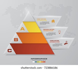 3 steps pyramid with free space for text on each level. infographics, presentations or advertising. EPS10.