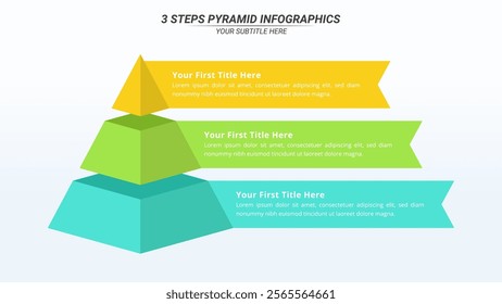 3 Steps Pyramid Infographic on a 16:9 Layout for Business Presentation, Poster, Banner and Booklet.