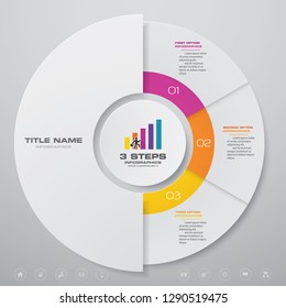 3 steps simple&editable process chart infographics element. EPS 10.
