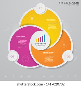 3 steps simple&editable process chart infographics element. EPS 10.	
