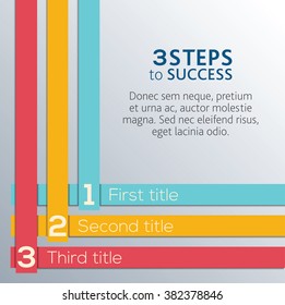 3 steps to succes. Coloful intersecting strips for title