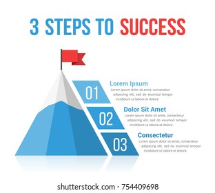 3 Steps to success infographics, leadership, motivation concept, vector eps10 illustration