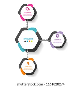 3 steps timeline infographic template with modern concept design vector