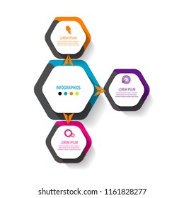 3 steps timeline infographic template with modern concept design vector