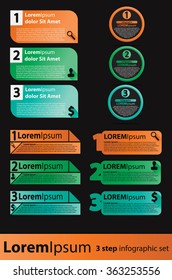 3 steps Vector info graphic template set for business concept.