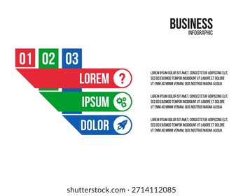 Fluxo de trabalho de 3 etapas, infográfico de estratégia de negócios, visualização de progresso, etapas para diagrama de sucesso, modelo de apresentação