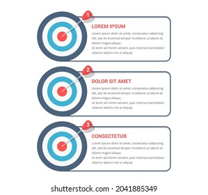 3 Steps To Your Goal Concept, Infographic Template With 3 Targets, Vector Eps10 Illustration