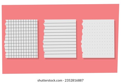 3 pegatinas con una línea, una celda, una línea de puntos, una pegatina rota con una sombra, un diseño diario