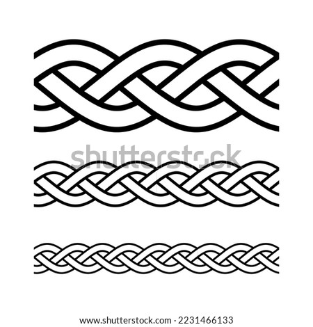 3 Strand Braid Hair Rope Knot Border Frame  Seamless Pattern Vector Illustration Stock photo © 