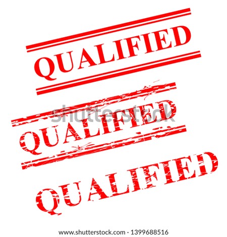 3 style streak red rubber stamp, Qualified, isolated on white

