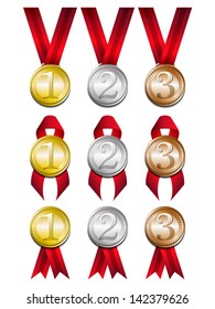 3 styles set of  medal with ribbon
