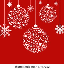 3 Stylized Balls, On Red Background, Vector Illustration
