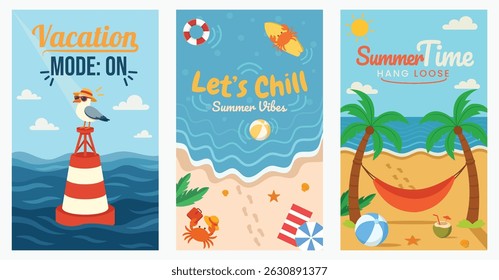 3 Design de verão, com uma praia e conceito relaxado.