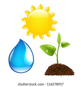 3 Symbol Nature, Isolated On White Background, Vector Illustration