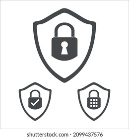 3 symbols of Security Shield With Padlock.