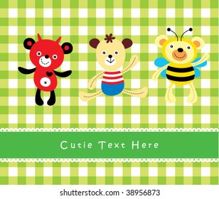 3 teddy bear friends card