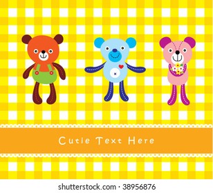 3 teddy bear friends card