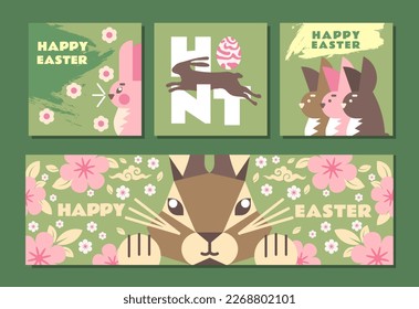 3 templates and 1 banner for Happy Easter Day. Pastel, warm colors that plunge the viewer into spring. This design will perfectly complement your project and make it more festive!