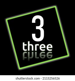 3 three initial logo with green line and the black background 