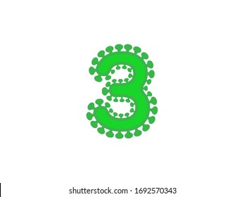 3 three number coronavirus reptile font covid vector green design element