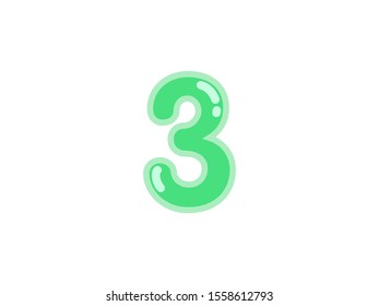 3 three number green vector jelly glossy bright typography for web holiday event 