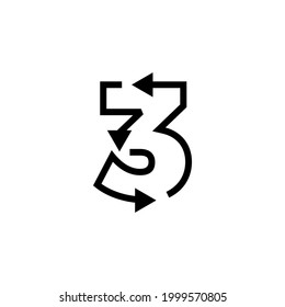3 three number recycle logo vector icon illustration