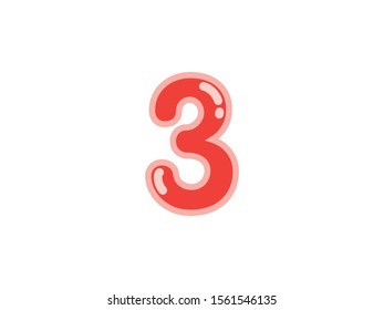 3 three number red cherry marmalade vector jelly glossy bright typography for web holiday event 