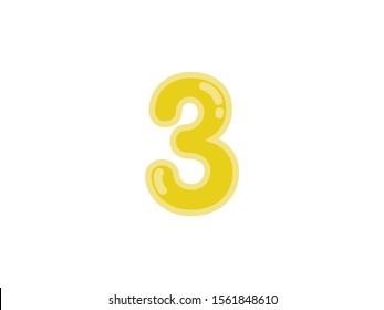 3 three number yellow amber gold marmalade vector jelly glossy bright typography for web holiday event 