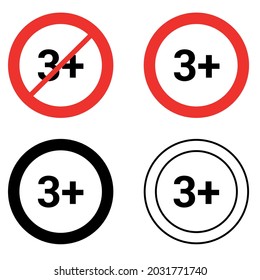 3 Ilustración vectorial de signo de tres más redondo aislada en fondo blanco