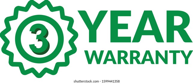 3 three year warranty green logo sign 