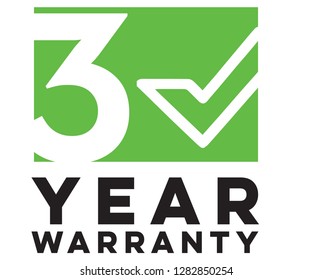 3 three year warranty simple elegant green logo icon
