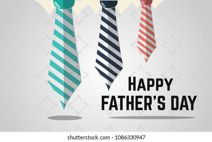 3 tie special happy fathers day vector. green blue red icon best