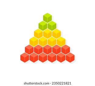 3 tier pyramid of cubes diagram. Clipart image