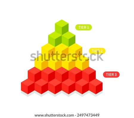 3 tier pyramid of cubes diagram. Clipart image