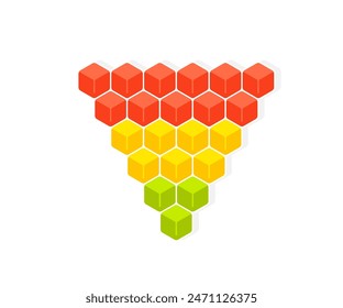 3 tier pyramid of cubes upside down diagram. Clipart image