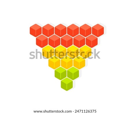 3 tier pyramid of cubes upside down diagram. Clipart image