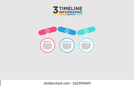 3 timeline step infographic element. Business concept with three options and number, steps or processes. data visualization. Vector illustration.