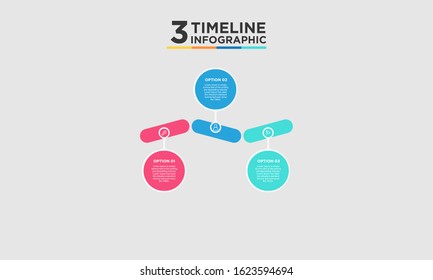 3 timeline step infographic element. Business concept with three options and number, steps or processes. data visualization. Vector illustration.