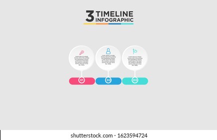 3 timeline step infographic element. Business concept with three options and number, steps or processes. data visualization. Vector illustration.