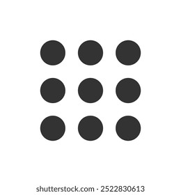 3 times three 9 dots menu and more isolated black illustration for User Interface. Vector icon in flat style