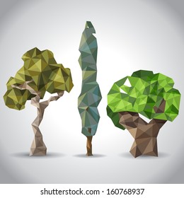 3 trees in origami style