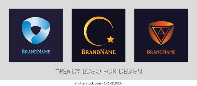 3 logotipos vectoriales de moda para el diseño
